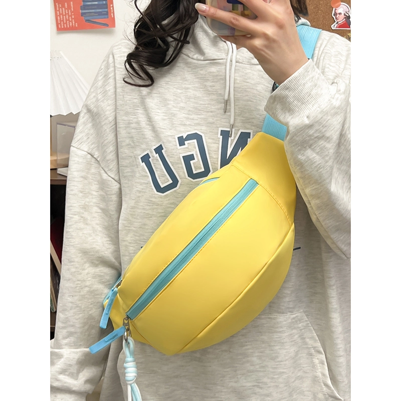 宝琳卡 时尚简约潮流 尼龙 胸包 男女同款情侣款 黑色/黄深蓝拼色/蓝色/粉色/黄蓝拼色