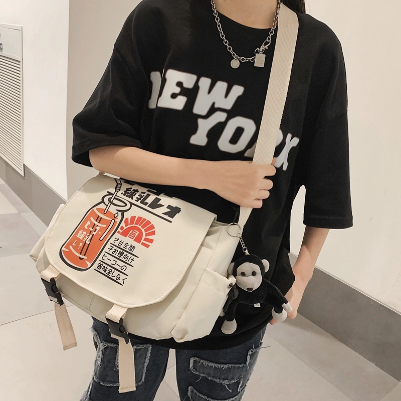 宝琳卡 潮流日系尼龙单肩布包原宿风时尚印花单肩斜挎包 男女同款情侣款 多色