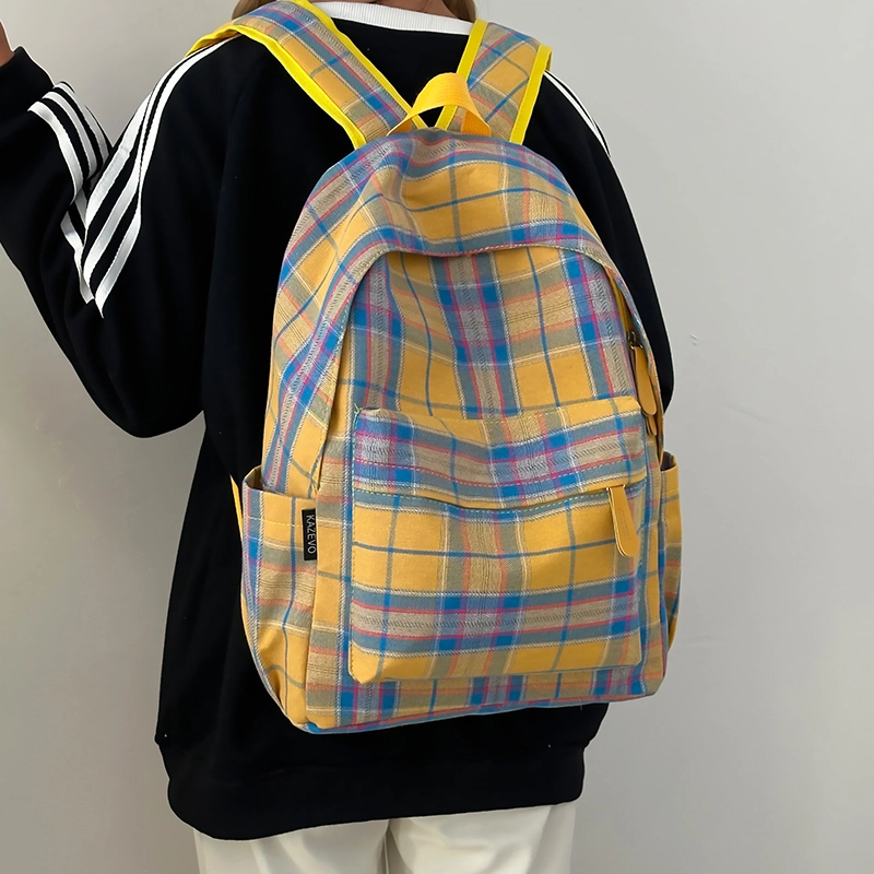 宝琳卡 时尚格子初中高中学生 尼龙 双肩包 男女同款情侣款 多色