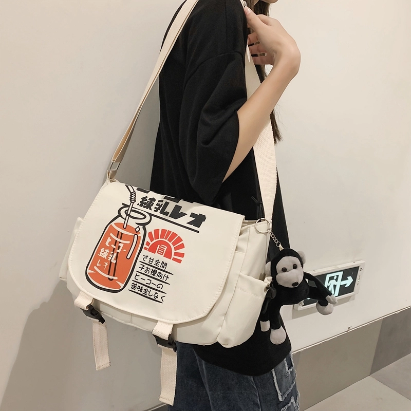 宝琳卡 潮流日系尼龙单肩布包原宿风时尚印花单肩斜挎包 男女同款情侣款 多色