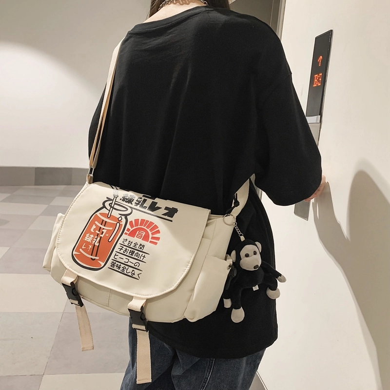 宝琳卡 潮流日系尼龙单肩布包原宿风时尚印花单肩斜挎包 男女同款情侣款 多色