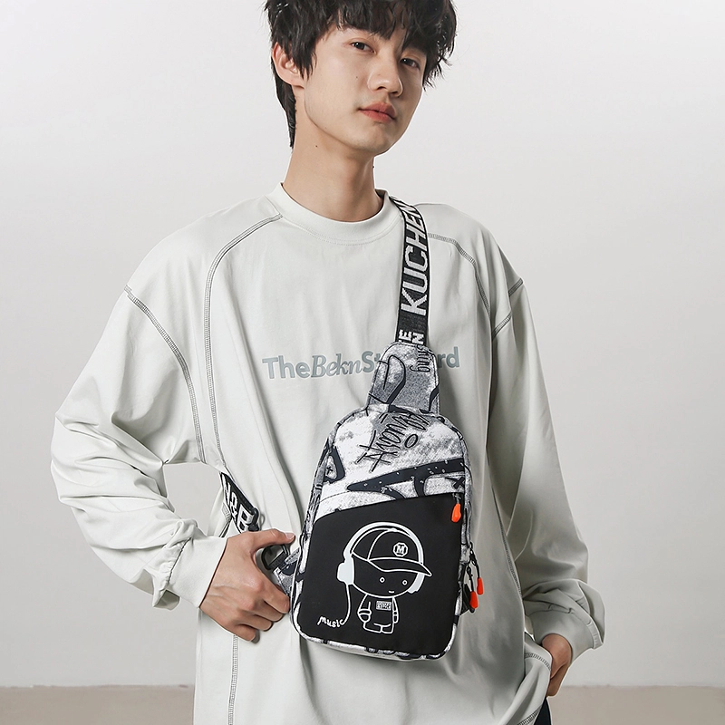 宝琳卡 卡通潮流时尚 尼龙 胸包 男女同款情侣款 黑色/白色/蓝色
