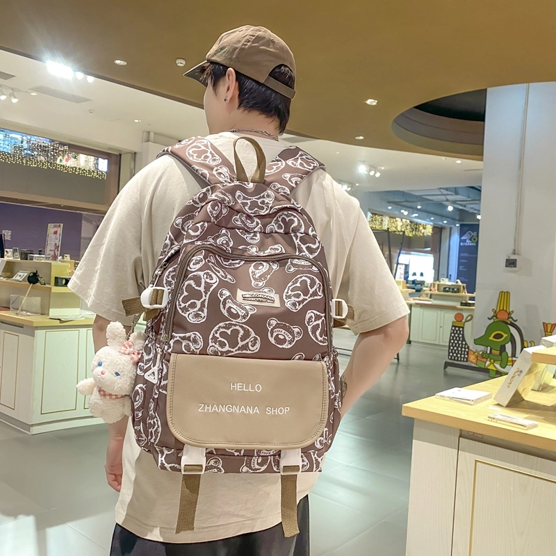 宝琳卡日系涂鸦双肩包女韩版大容量书包尼龙电脑背包 男女同款