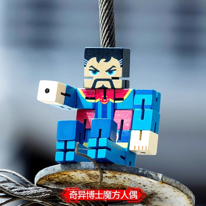木玩世家 蜘蛛侠 魔方人偶 漫威复仇者联盟 木制手办 钢铁侠美国队长 影视周边