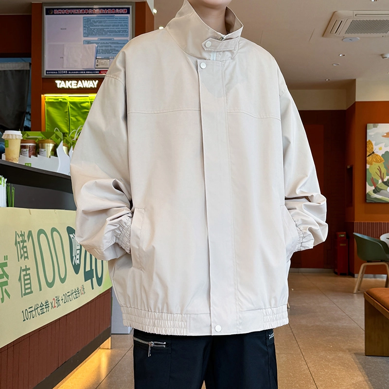 半空山 美式高街纯色基础款简约纽扣高级设计感潮流时尚百搭宽松舒适夹克外套 男女同款