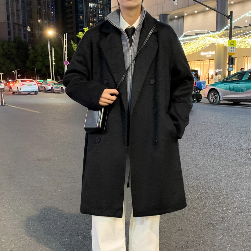 半空山 半空山美式复古高街粗纺羊绒双排扣高级设计感时尚百搭过膝大衣 男女同款