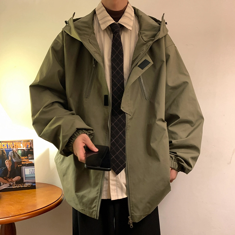 半空山 纯色简约休闲旅行日常通行时尚舒适百搭气质美式复古无性别主义夹克外套 男女同款