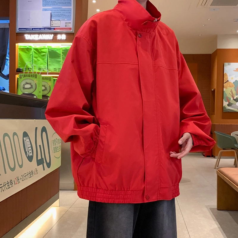 半空山 美式高街纯色基础款简约纽扣高级设计感潮流时尚百搭宽松舒适夹克外套 男女同款