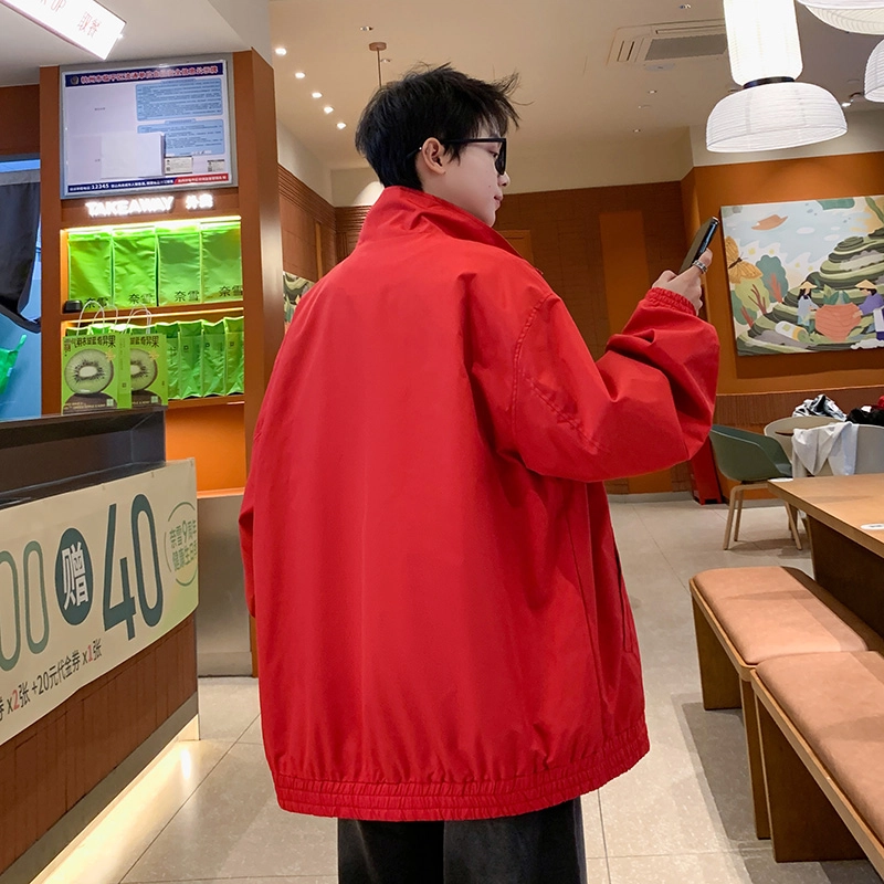 半空山 美式高街纯色基础款简约纽扣高级设计感潮流时尚百搭宽松舒适夹克外套 男女同款
