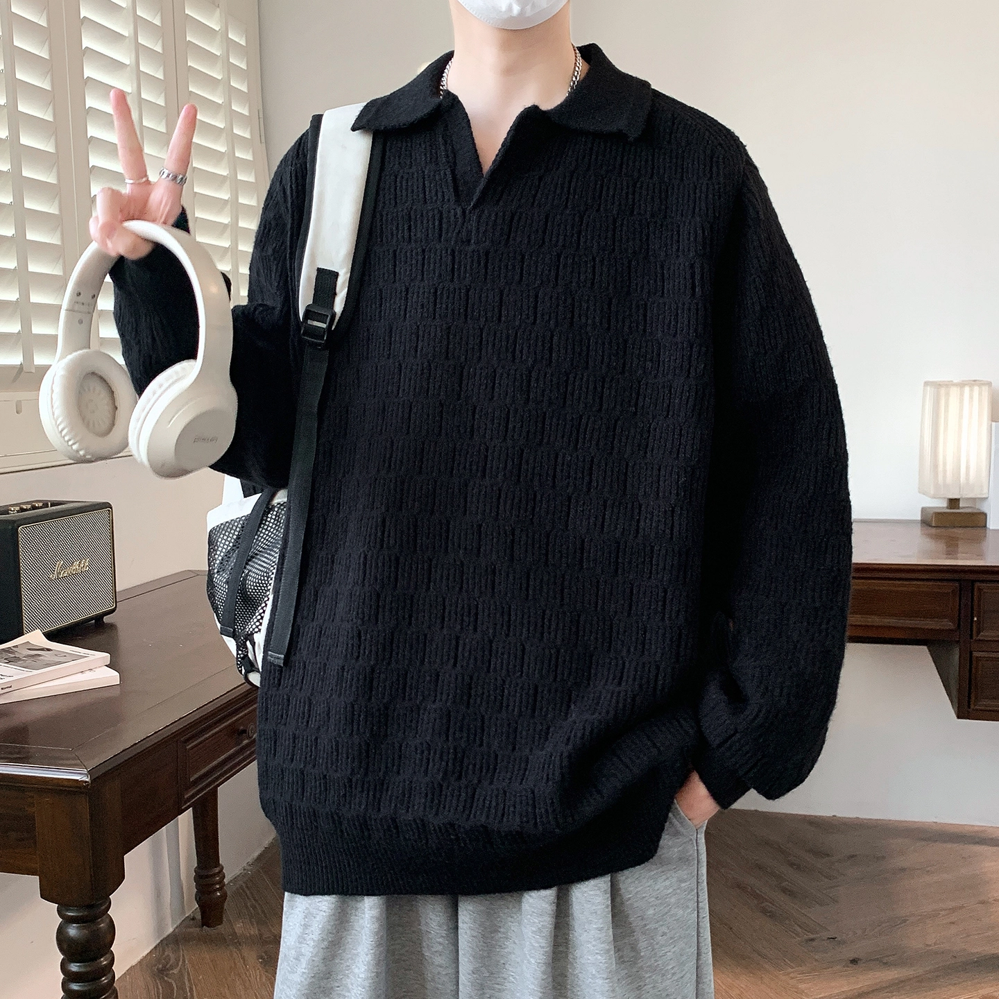 半空山 高级质感宽松柔软舒适休闲通勤百搭上衣外套针织衫 男女同款