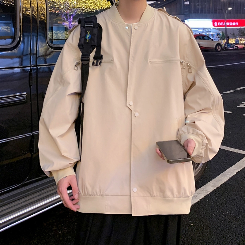 半空山 美式纯色简约机能风休闲时尚舒适百搭无性别主义日常通行潮流基础款夹克 男女同款