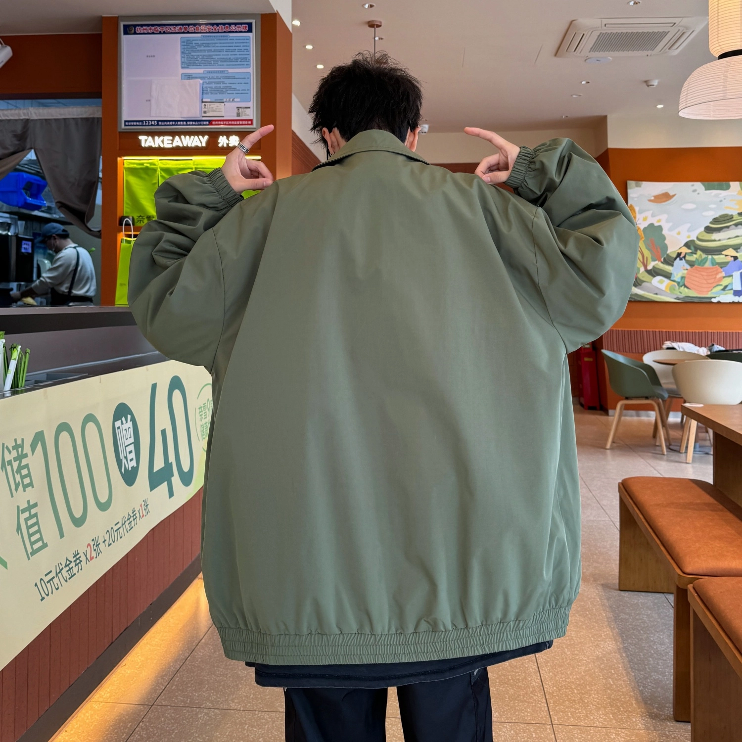 半空山 美式高街纯色简约潮流假两件高级感绅士文艺范宽松百搭休闲翻领夹克外套 男女同款