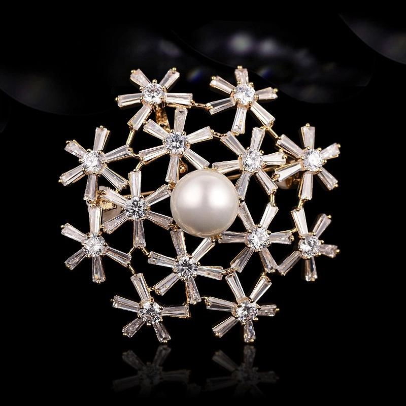 兰盈 雪花 轻奢小众 合金 胸针 女款