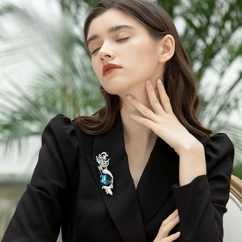 兰盈 美人鱼水晶 胸针 女款