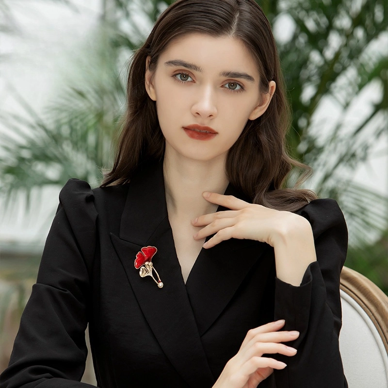 兰盈 银杏 叶轻奢小众 高贵 合金 胸针 女款