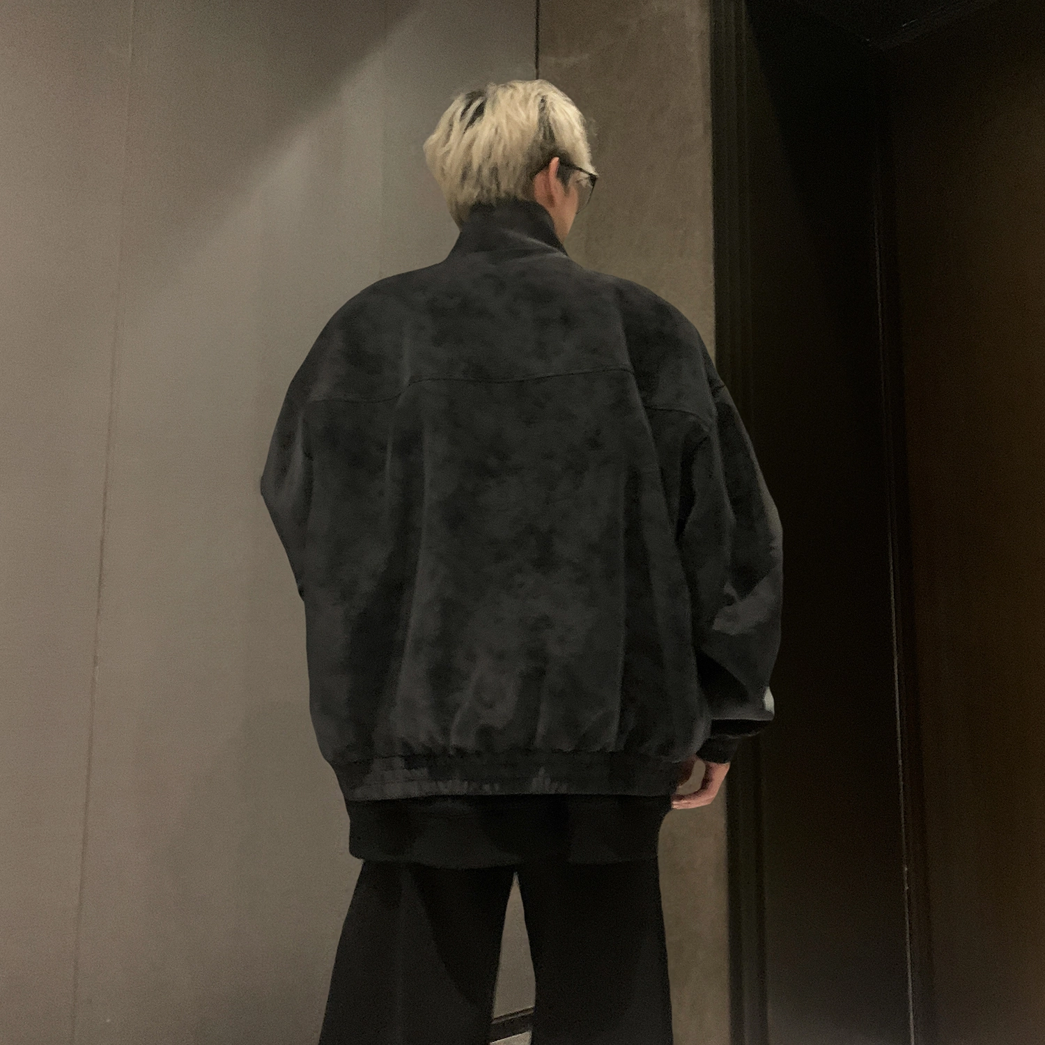 曼城 美式高街潮牌复古立体裁剪扎染长袖高级感日常通勤舒适柔软宽松时尚休闲百搭夹克外套 男女同款