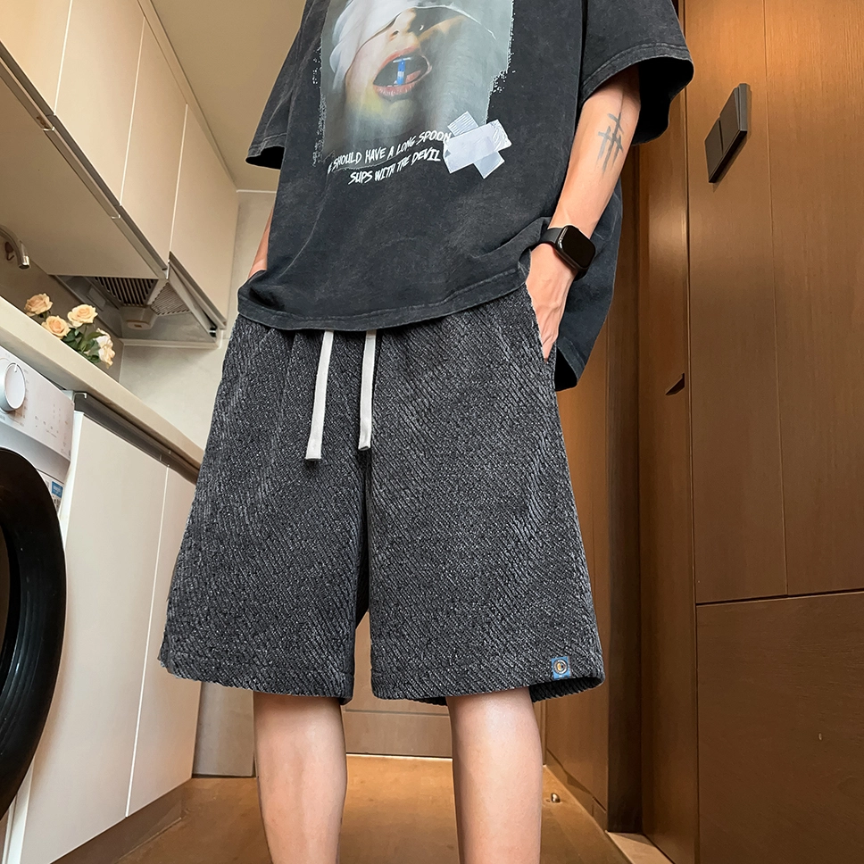 曼城 美式高街小香风细闪满天星宽松百搭抽绳高级感薄款舒适透气五分裤休闲短裤 男女同款