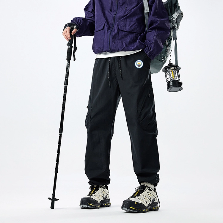 曼城 美式设计基础款纯色褶皱宽松工装裤 男女同款