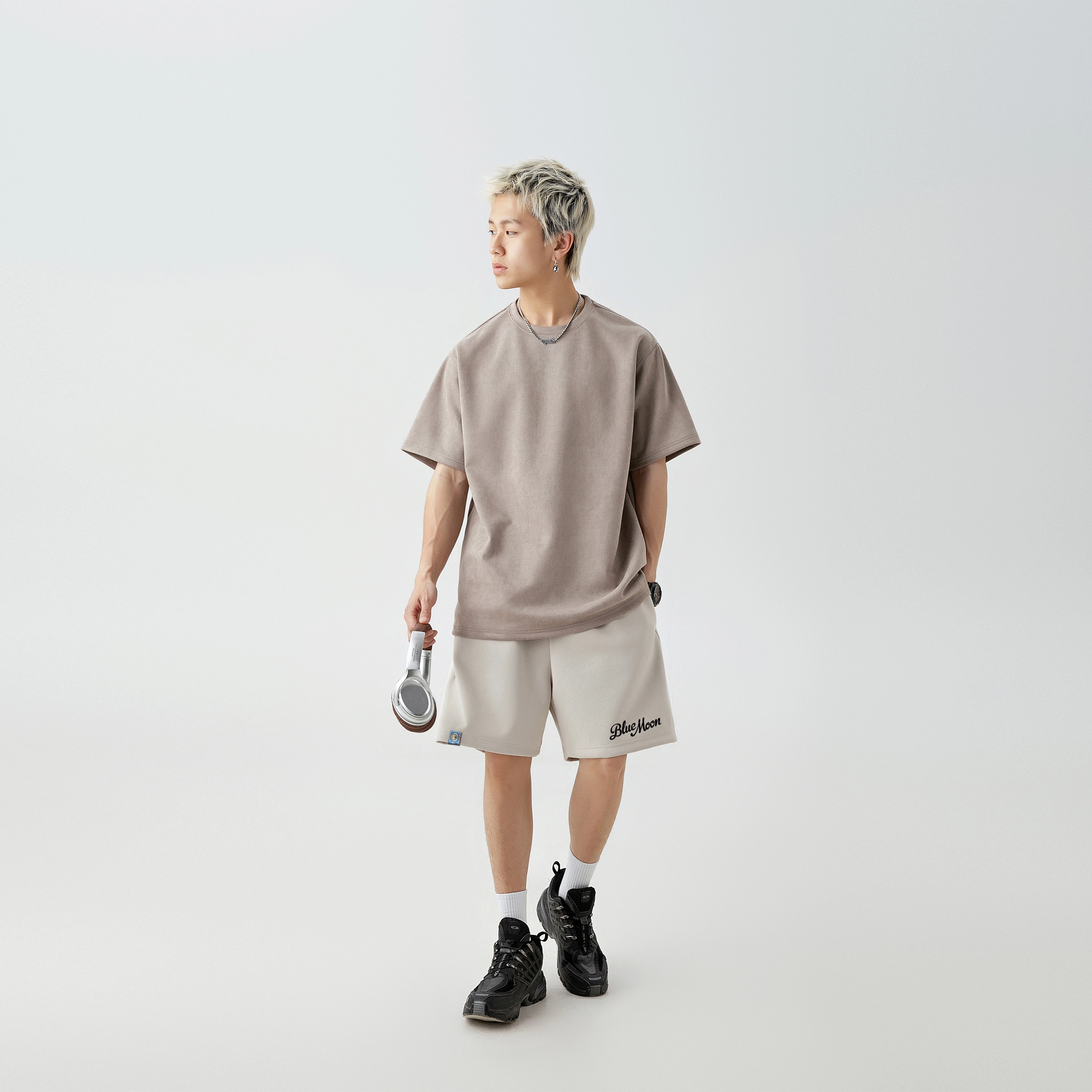 曼城 美街高街重磅字母印花不过膝三分裤韩版时尚简约舒适百搭休闲短裤 男女同款