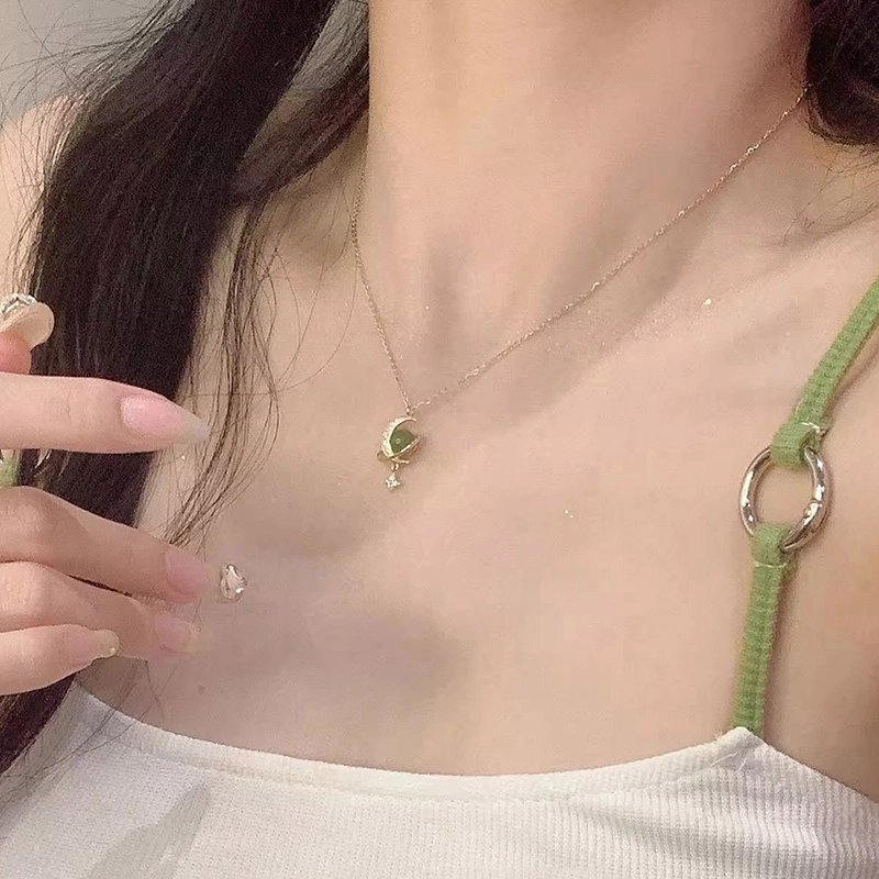 克兰茜 闪耀星月 璃月可调节锁骨链 轻奢小众高级感设计 在逃公主 优雅浪漫温柔氛围感 精致百搭日常通勤 精美礼盒 琉璃 玉石项链 女款