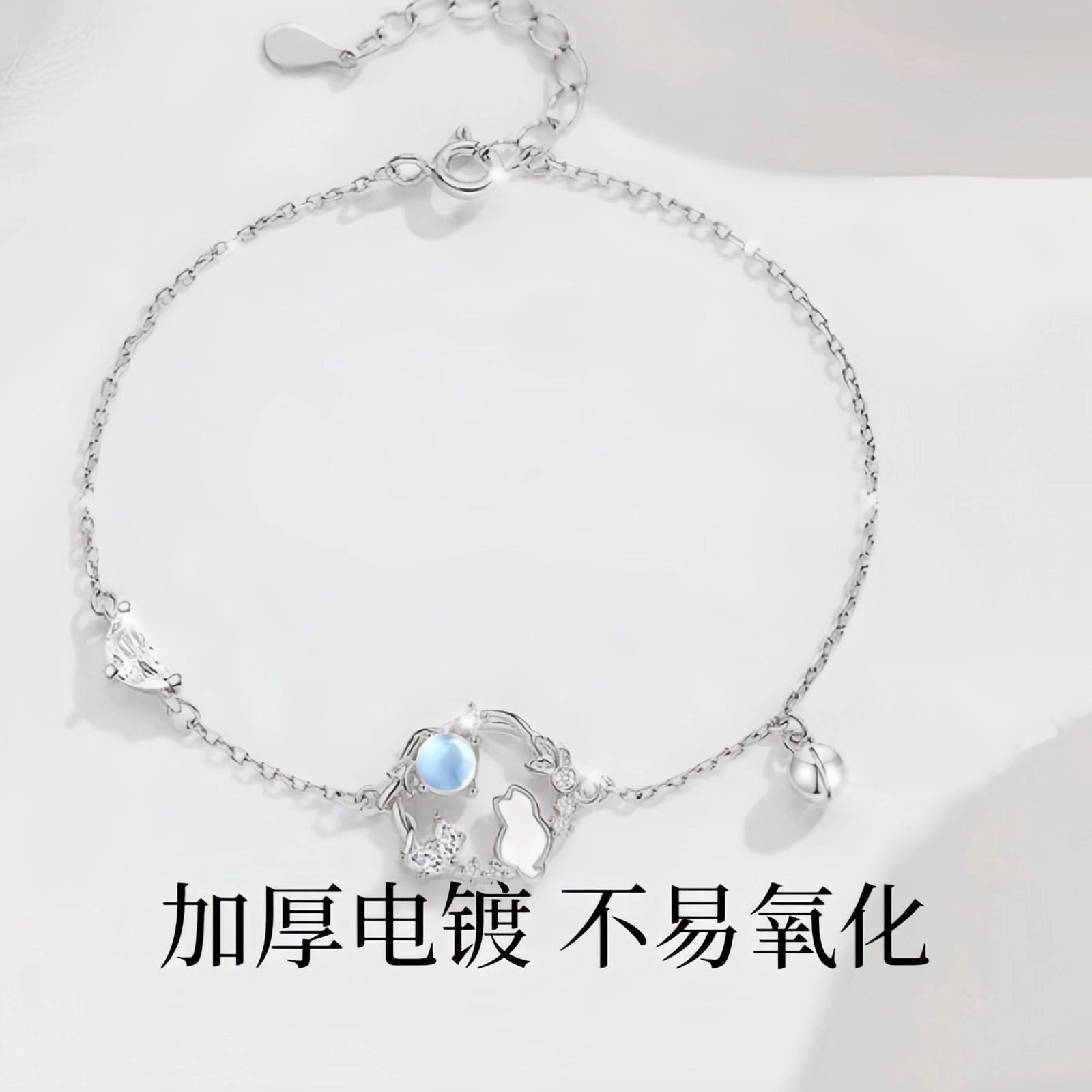 克兰茜 小猫望月 月下猫咪系列 童趣可爱梦幻吸睛森系甜美少女 小众轻奢设计日常通勤精致百搭 精美礼盒 可调节锁骨链 好运 铜 项链 女款