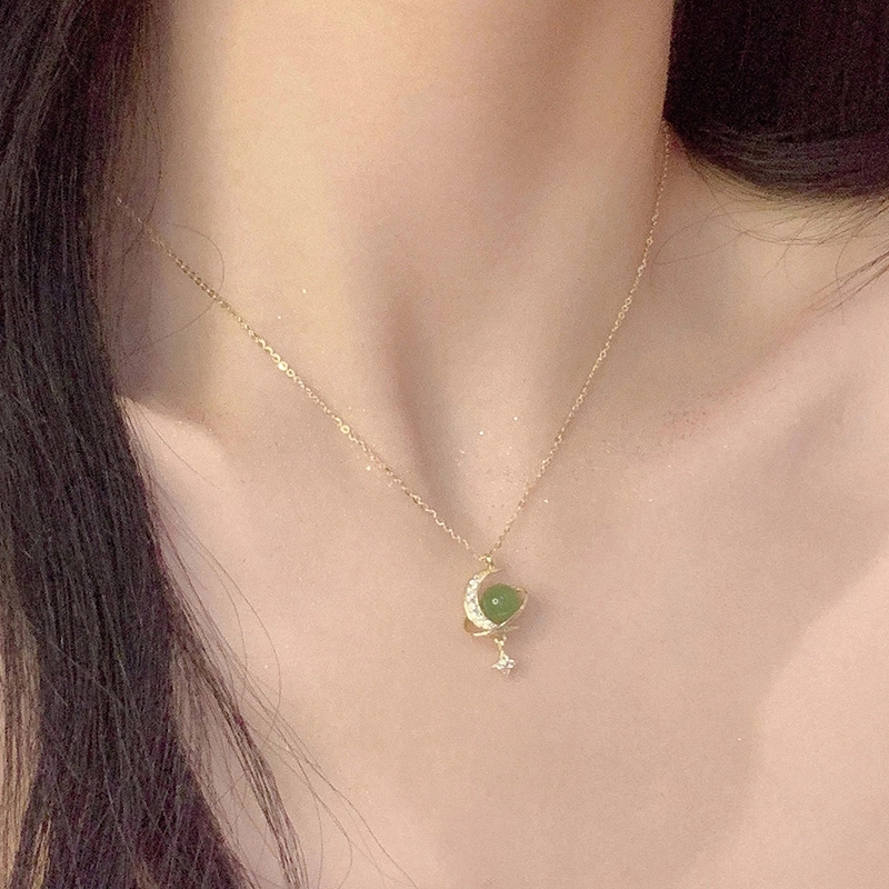 克兰茜 闪耀星月 璃月可调节锁骨链 轻奢小众高级感设计 在逃公主 优雅浪漫温柔氛围感 精致百搭日常通勤 精美礼盒 琉璃 玉石项链 女款