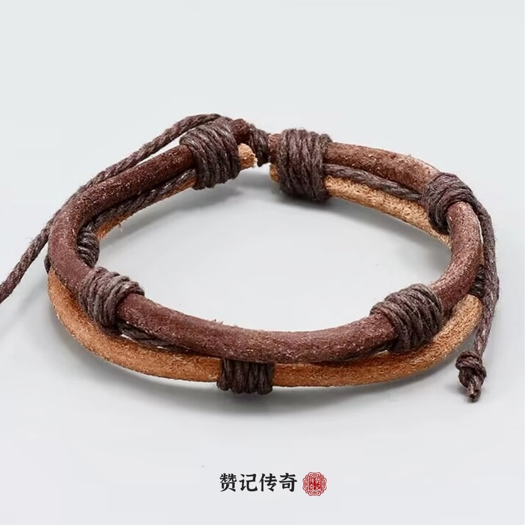 赞记传奇 美拉德色系（棕）藏式 皮质 手链 男女同款情侣款