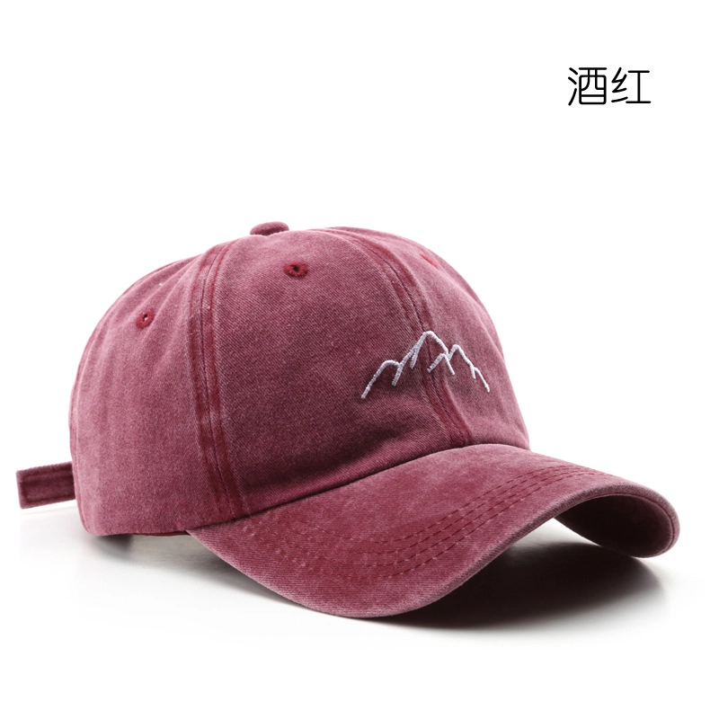 佐闯 日系时尚复古水洗做旧山地刺绣户外防晒遮阳 棉 鸭舌帽 男女同款情侣款