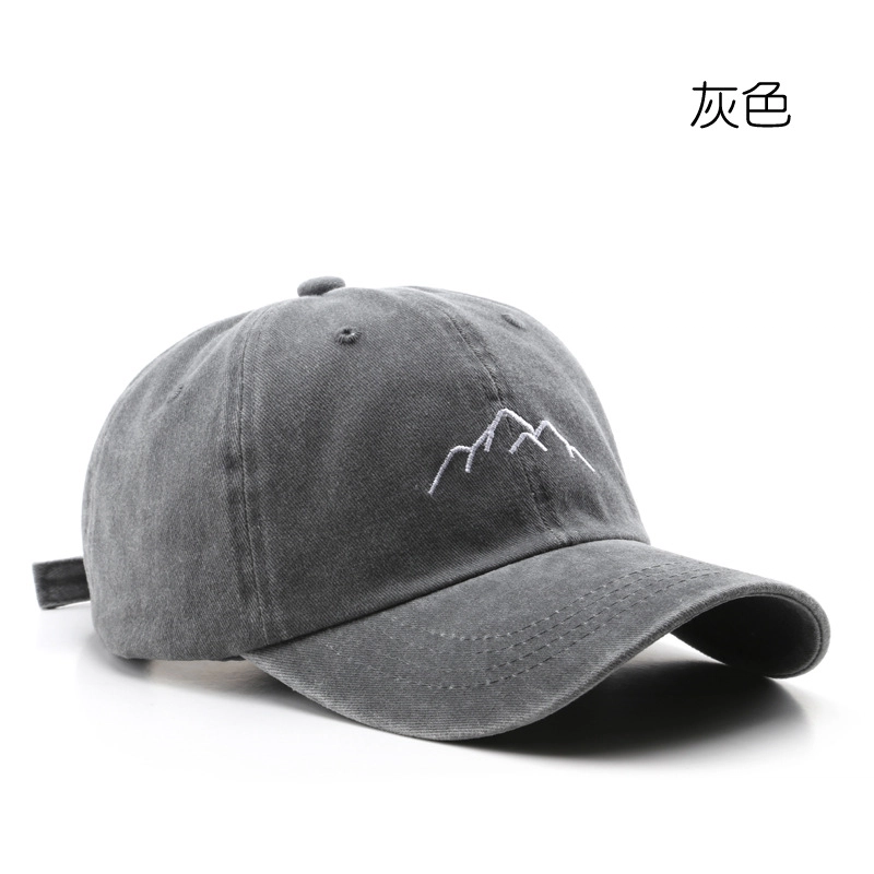 佐闯 日系时尚复古水洗做旧山地刺绣户外防晒遮阳 棉 鸭舌帽 男女同款情侣款