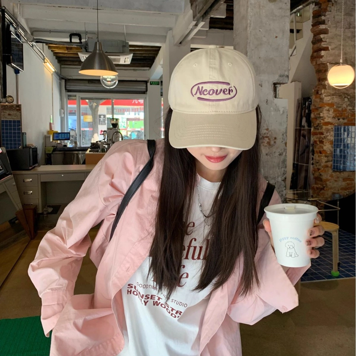 佐闯 女春夏字母刺绣帽子韩版时尚百搭大头围显脸小遮阳轻盈时尚显脸小防晒透气 棉 鸭舌帽 女款
