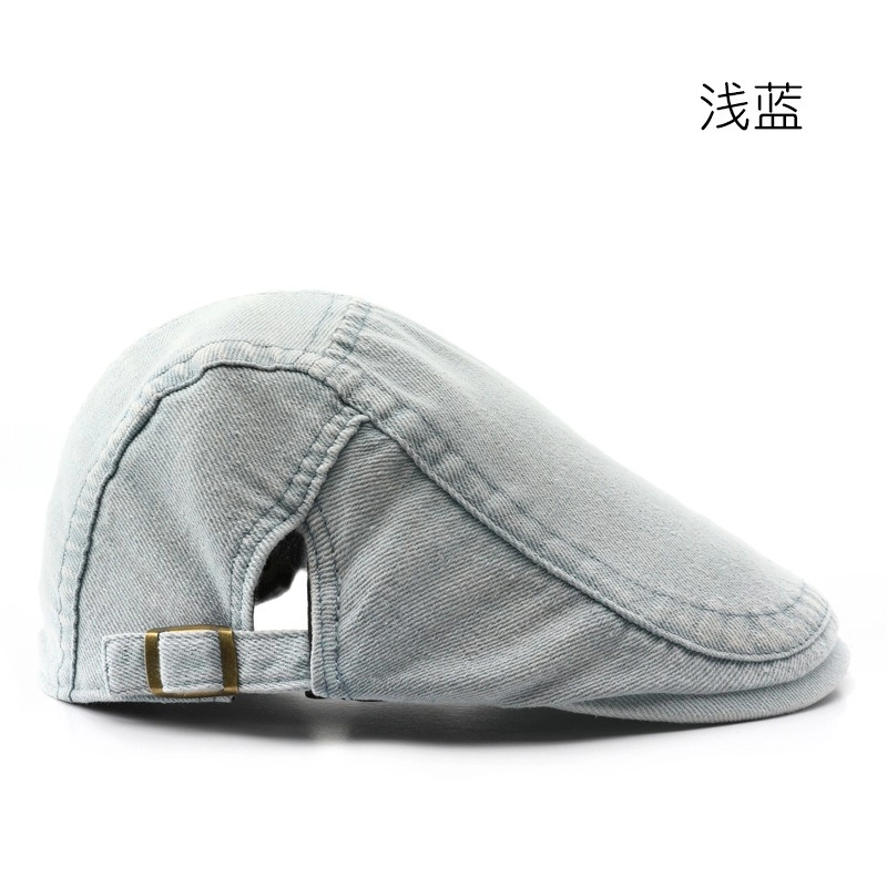 佐闯 日系复古水洗简约前 进帽户外 牛仔布 贝雷帽 男款