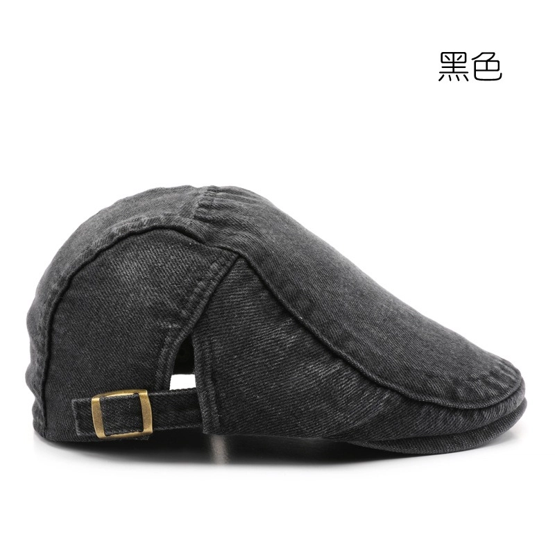 佐闯 日系复古水洗简约前 进帽户外 牛仔布 贝雷帽 男款