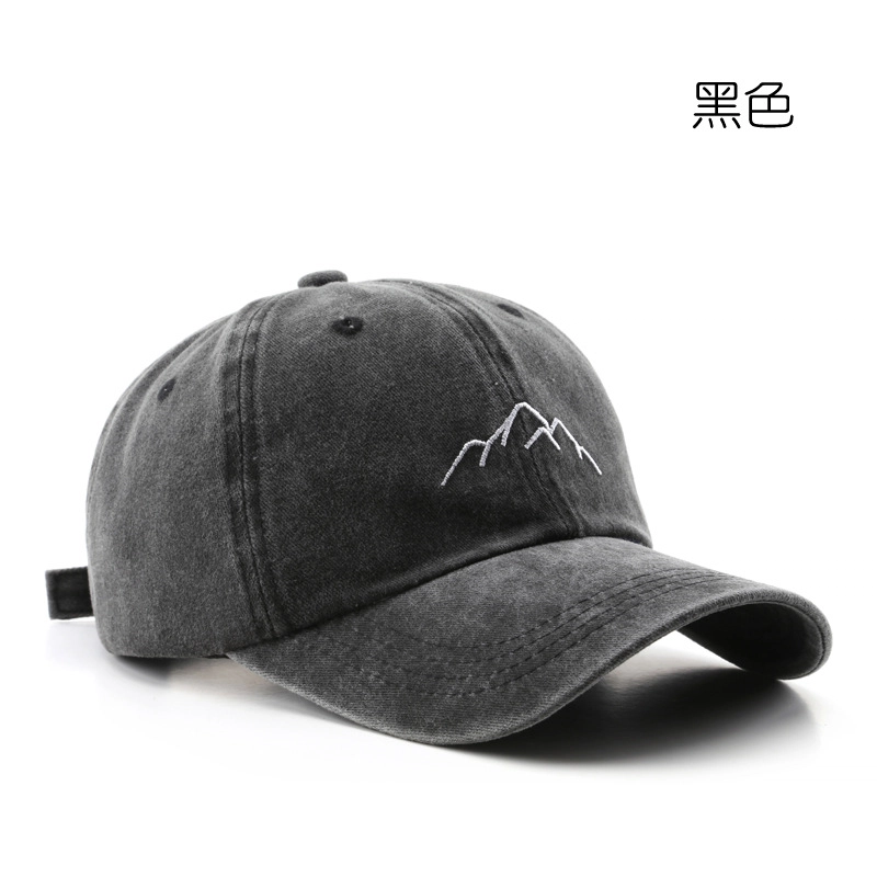 佐闯 日系时尚复古水洗做旧山地刺绣户外防晒遮阳 棉 鸭舌帽 男女同款情侣款