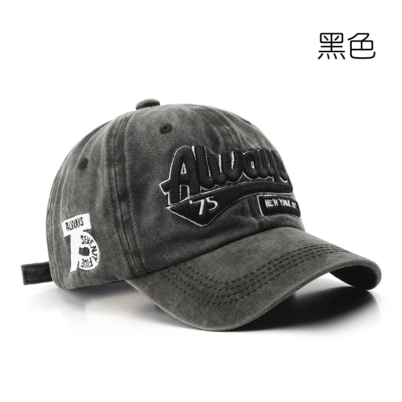 佐闯 韩版复古字母水洗做旧刺绣潮男个性街头遮阳显脸小 棉 鸭舌帽 男女同款情侣款