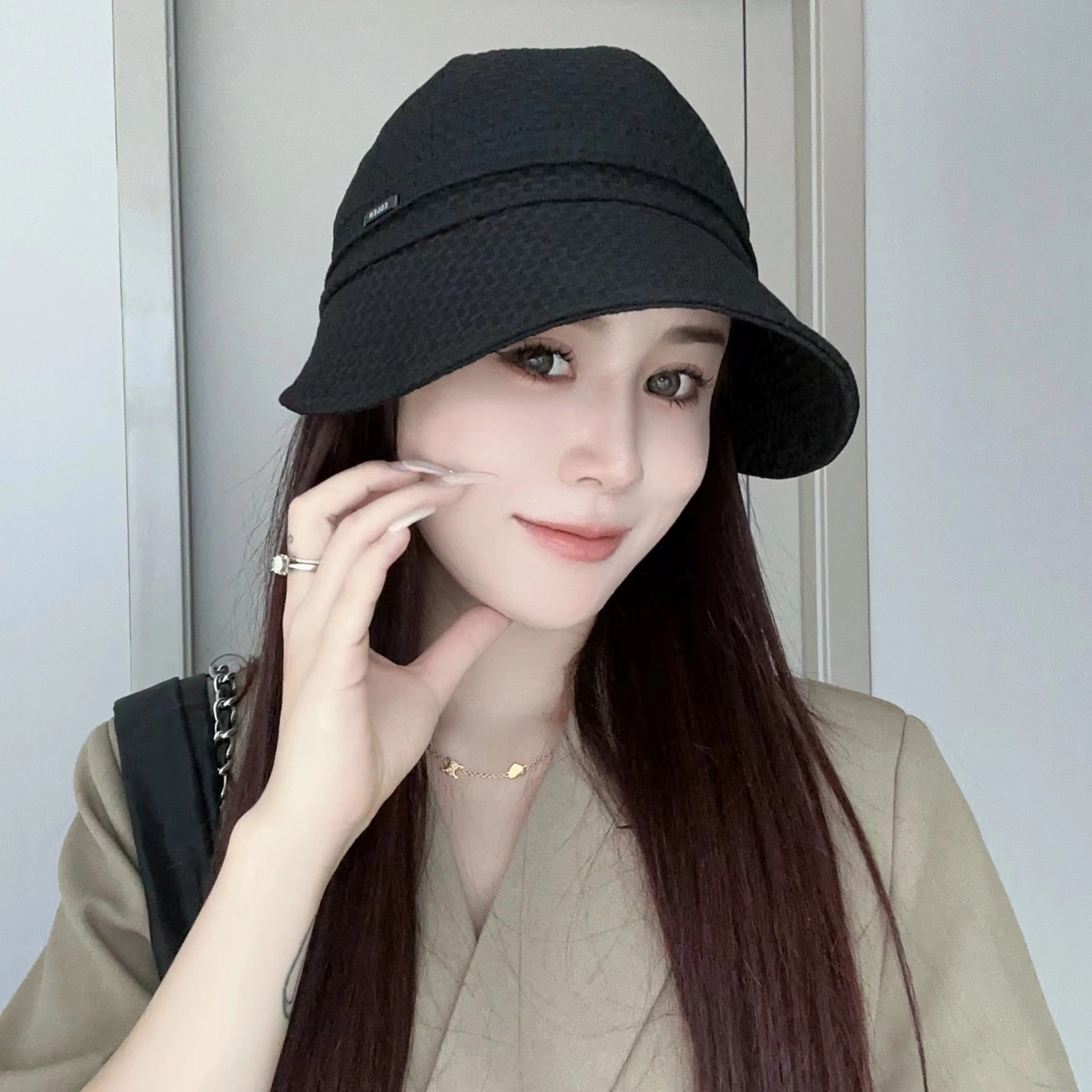 佐闯 露思同款帽子女春夏防晒防紫外线太阳帽大头围显脸小遮阳 聚酯纤维 渔夫帽 女款