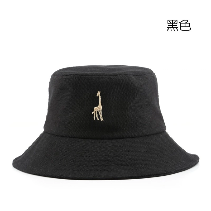 佐闯 户外运动出行防晒遮阳太阳帽韩版日系长颈鹿刺绣盆帽 棉 渔夫帽 男女同款情侣款