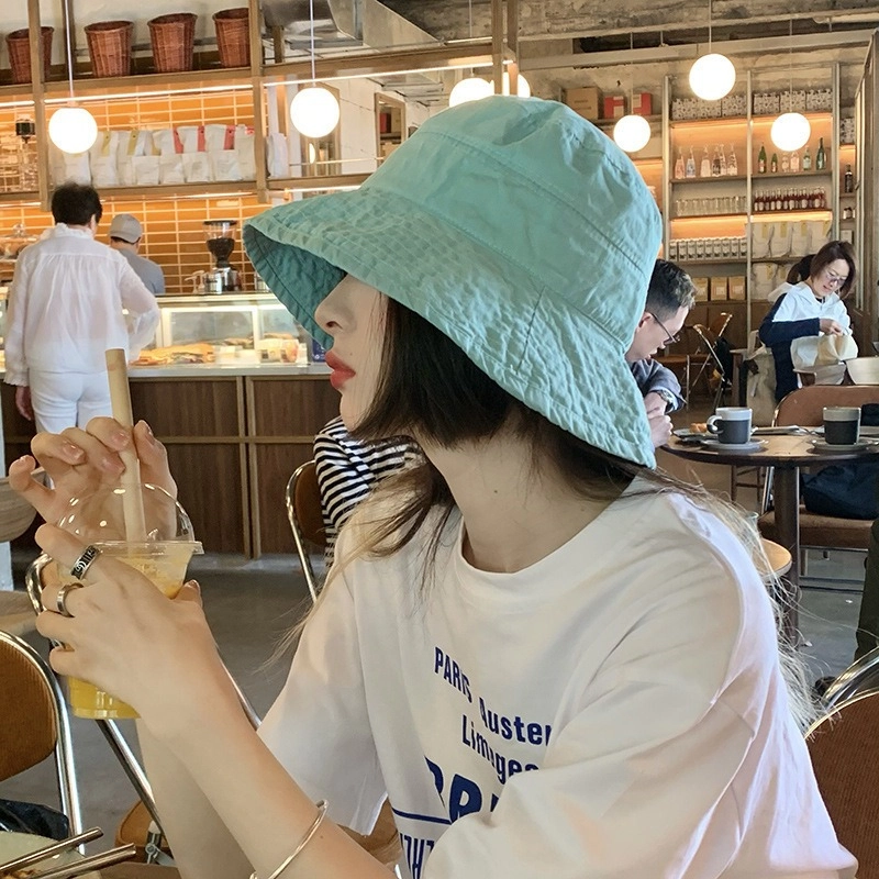 佐闯 夏季新薄款大檐可折叠短发遮阳帽百搭太阳防晒帽子遮脸 棉 渔夫帽 女款