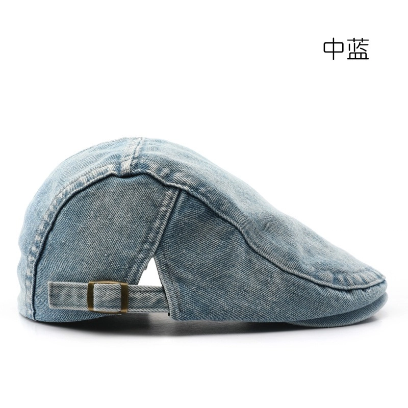 佐闯 日系复古水洗简约前 进帽户外 牛仔布 贝雷帽 男款