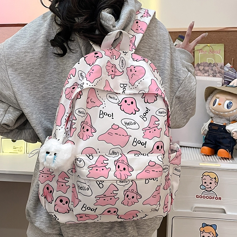 草丛喵喵喵 可爱小幽灵百搭高颜值小众 尼龙 双肩包 女款 多色