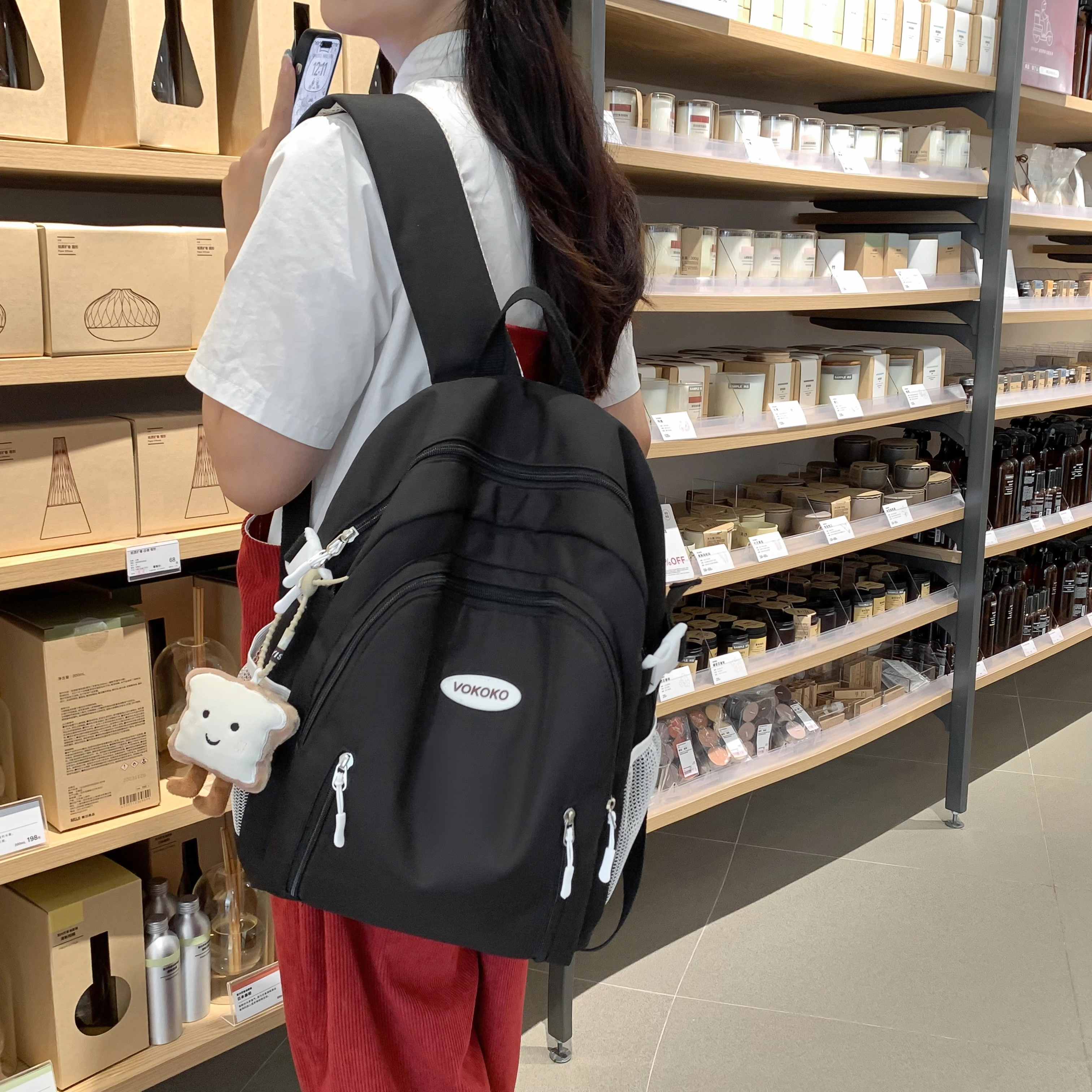 草丛喵喵喵 高颜值简约百搭潮流街头 尼龙 双肩包 女款 多色