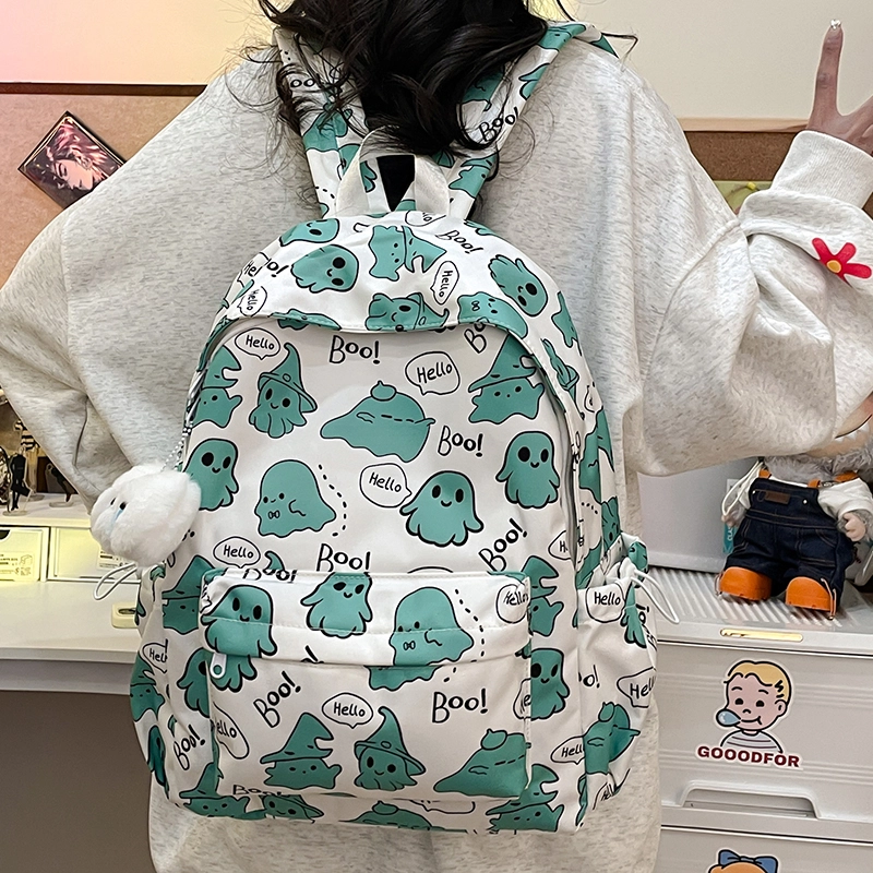 草丛喵喵喵 可爱小幽灵百搭高颜值小众 尼龙 双肩包 女款 多色