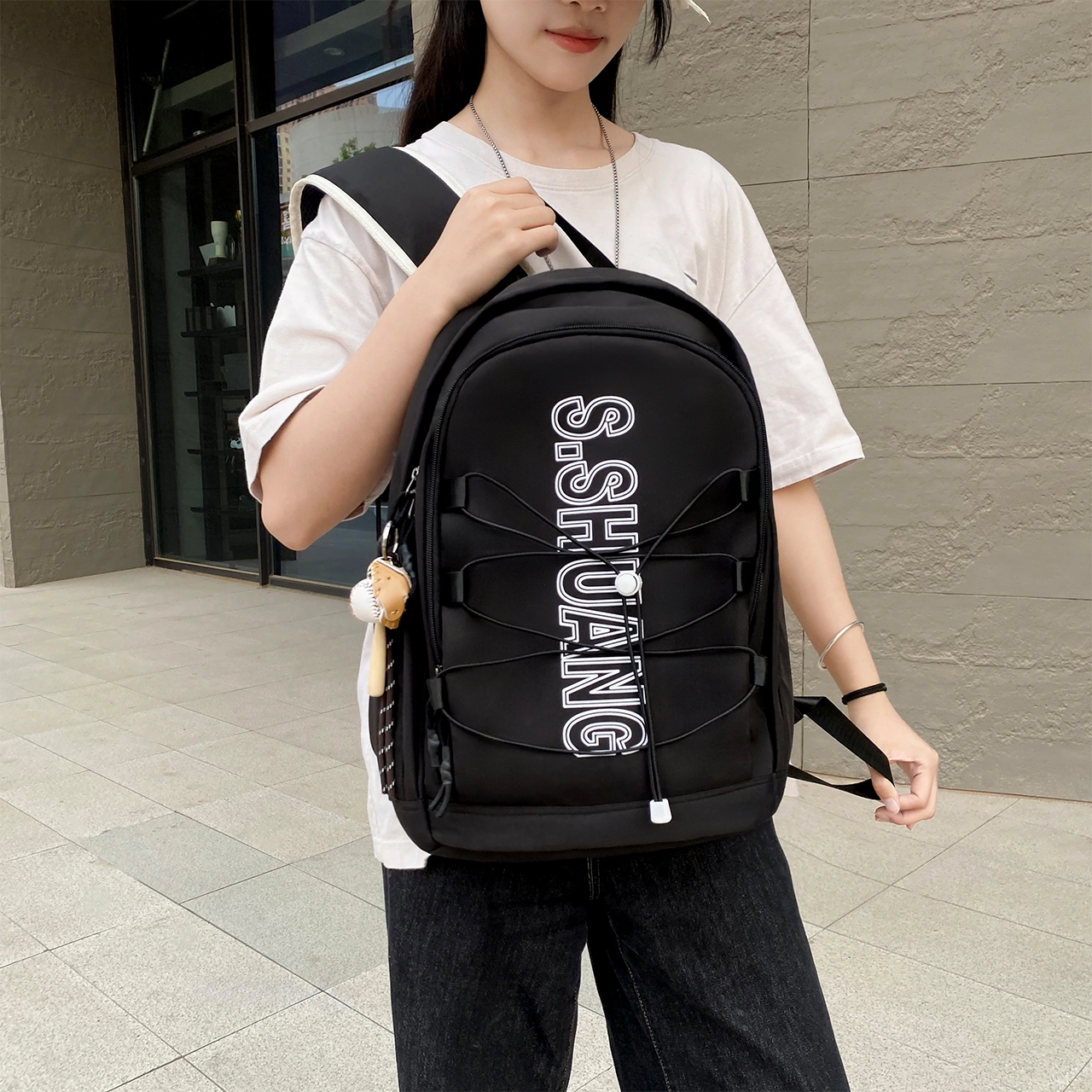 草丛喵喵喵 时尚百搭轻便小众 尼龙 双肩包 男女同款情侣款 多色