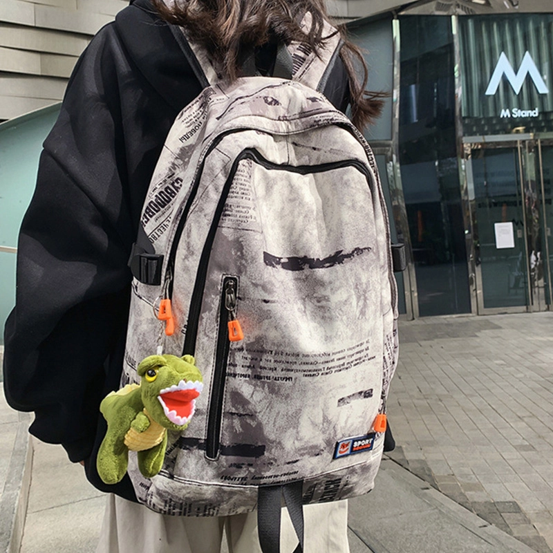 草丛喵喵喵 潮流初中生大学生涂鸦书包 男女情侣同款双肩包 大容量潮酷百搭时尚通勤出行背包尼龙 常规白色/蓝色/灰色/黑色
