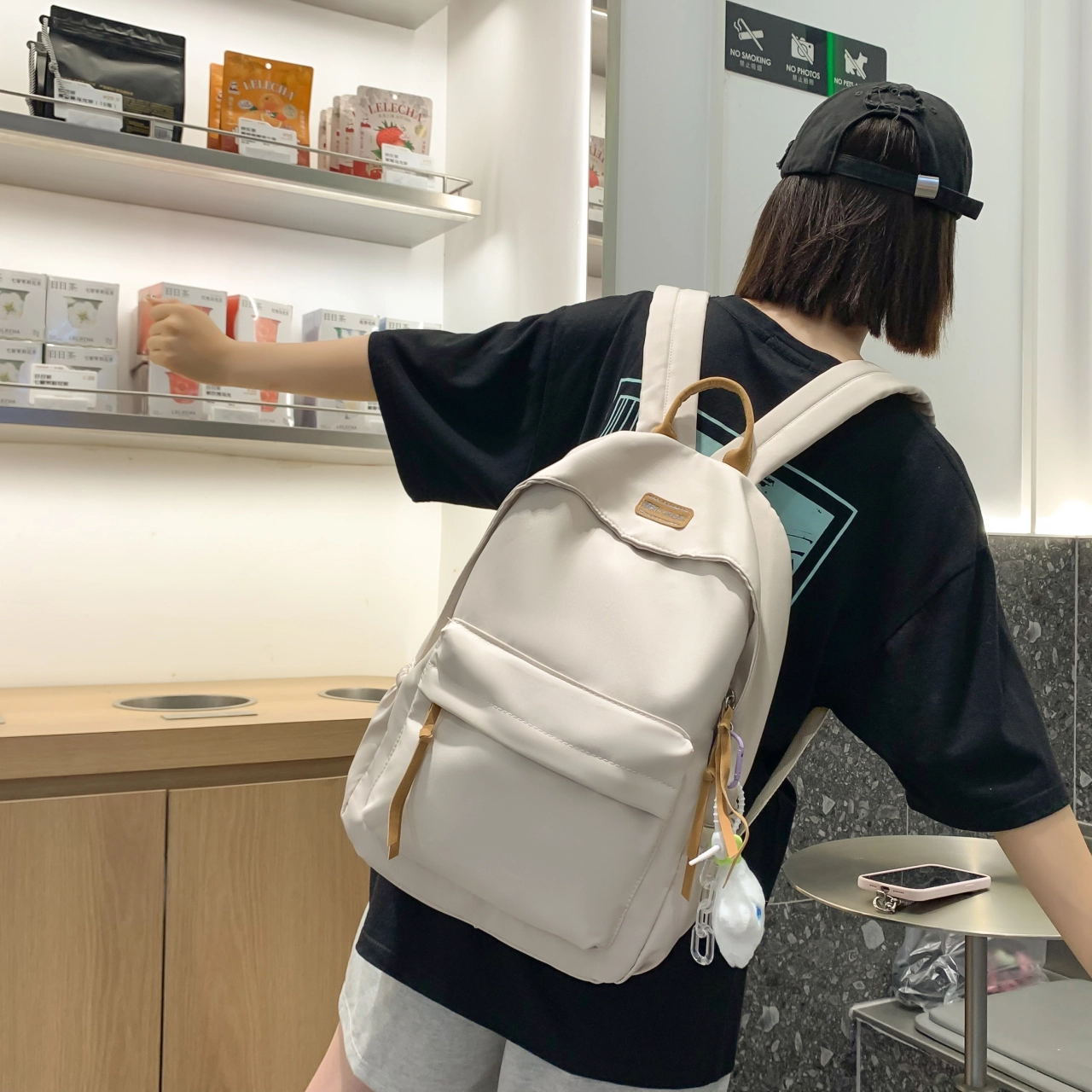 草丛喵喵喵 高颜值简约百搭学生潮流 尼龙 双肩包 男女同款情侣款 多色