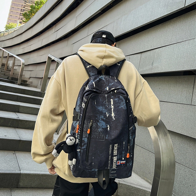 草丛喵喵喵 潮流初中生大学生涂鸦书包 男女情侣同款双肩包 大容量潮酷百搭时尚通勤出行背包尼龙 常规白色/蓝色/灰色/黑色