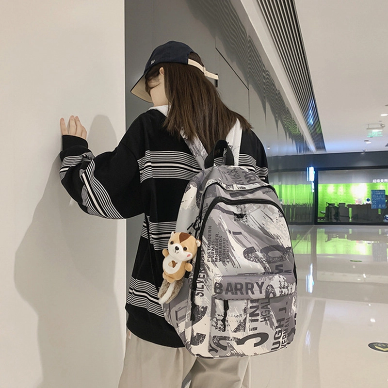草丛喵喵喵 大容量涂鸦休闲时尚 尼龙 电脑包背包双肩包 学生男女同款情侣款 常规 灰色/浅蓝色/深蓝色/粉色