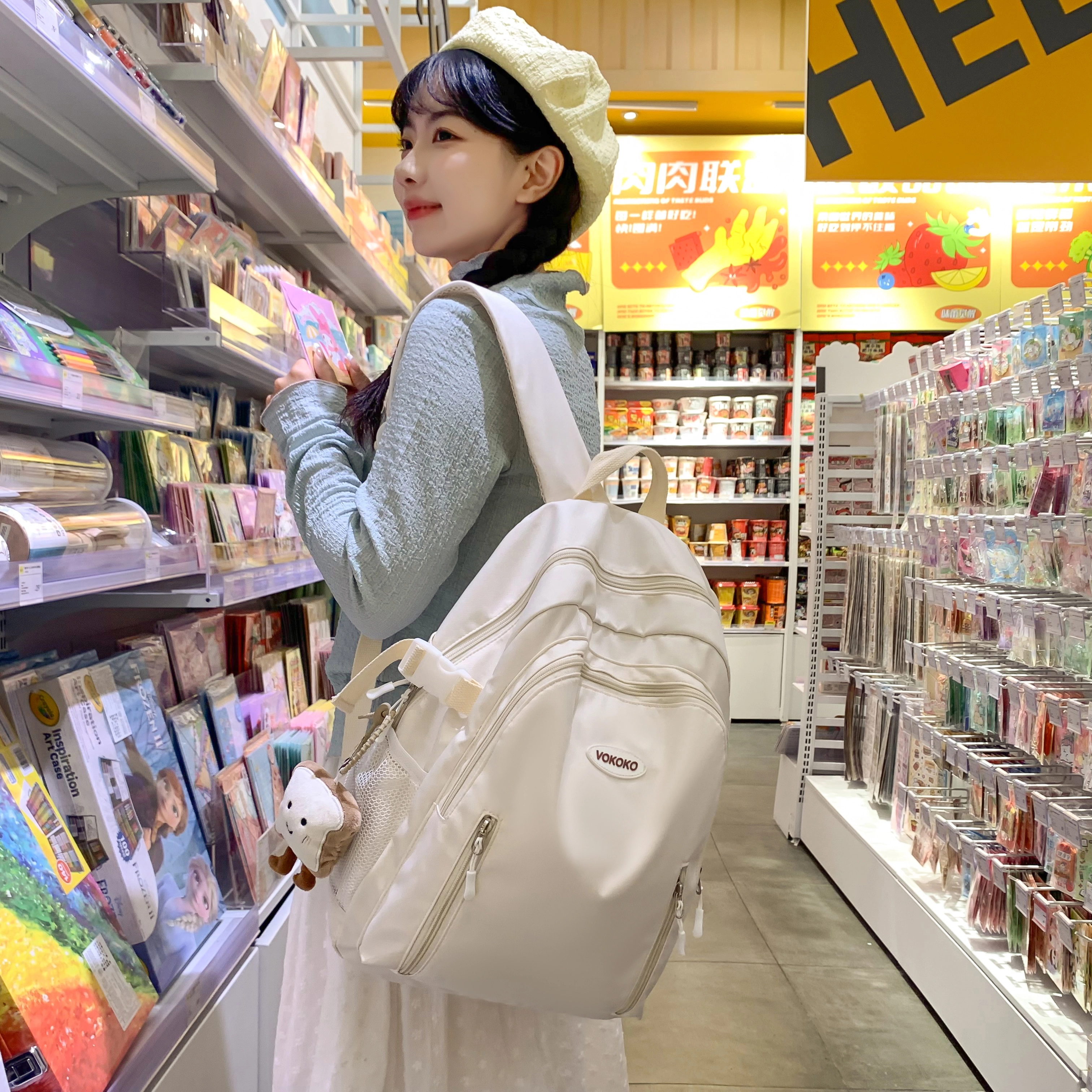 草丛喵喵喵 高颜值简约百搭潮流街头 尼龙 双肩包 女款 多色