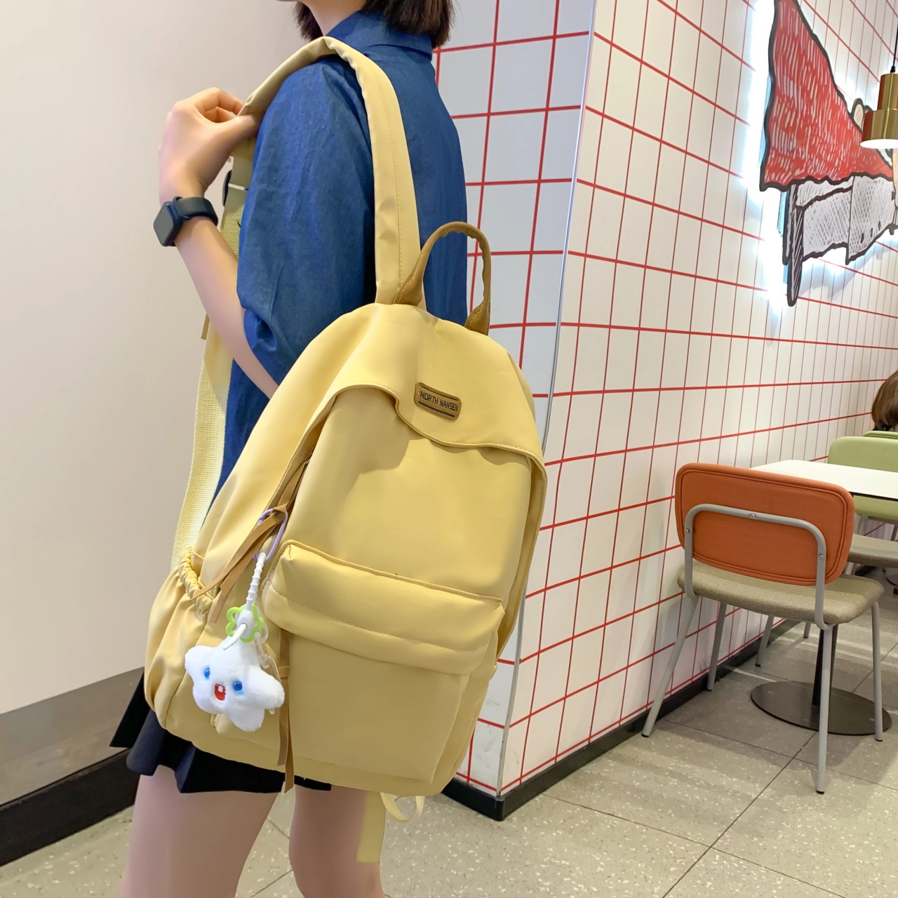 草丛喵喵喵 高颜值简约百搭学生潮流 尼龙 双肩包 男女同款情侣款 多色