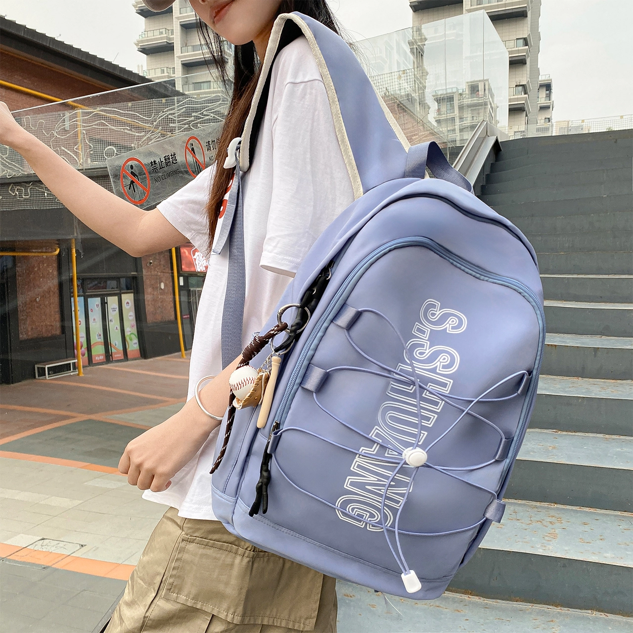 草丛喵喵喵 时尚百搭轻便小众 尼龙 双肩包 男女同款情侣款 多色