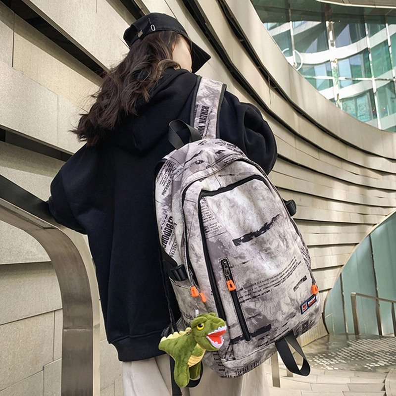 草丛喵喵喵 潮流初中生大学生涂鸦书包 男女情侣同款双肩包 大容量潮酷百搭时尚通勤出行背包尼龙 常规白色/蓝色/灰色/黑色